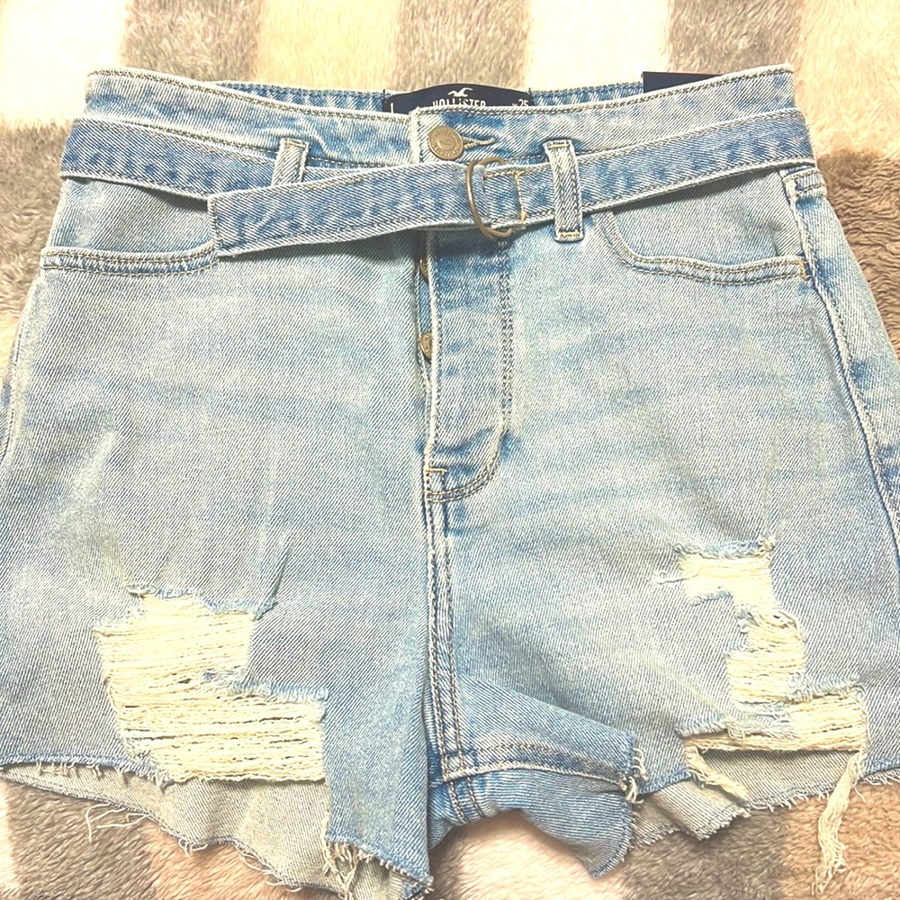 High rise denim shorts